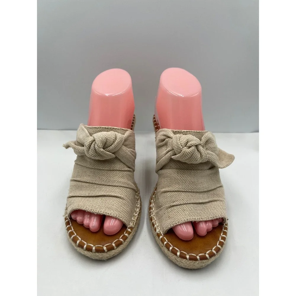 Sugar Hundreds Wedge Sandals‎ Womens 7.5 Tan Good Espadrille Bow Knot Mules